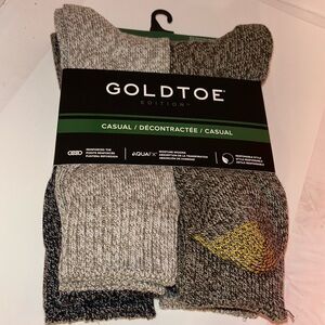 GOLDTOE NWT 6pk casual crew socks reinforced toe men’s shoe size 6-12.5